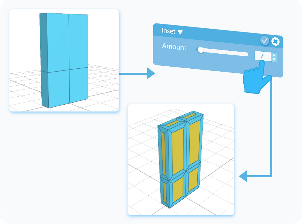 Customize the Amount setting for the Inset with the slider or text-box